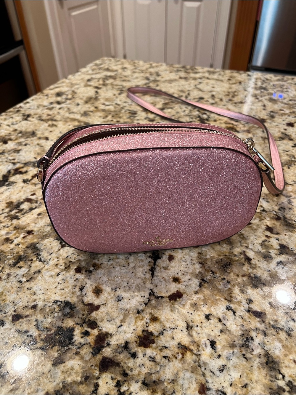 kate spade Glitter Pink Oval Crossbody Bag with Credit Card Holder